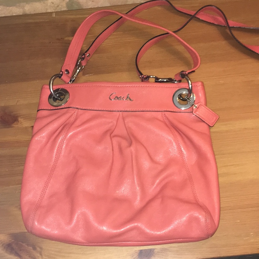 Coach coral leather purse